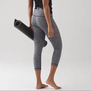 Lululemon Wunder Under Crop 21” Heather Black Luon